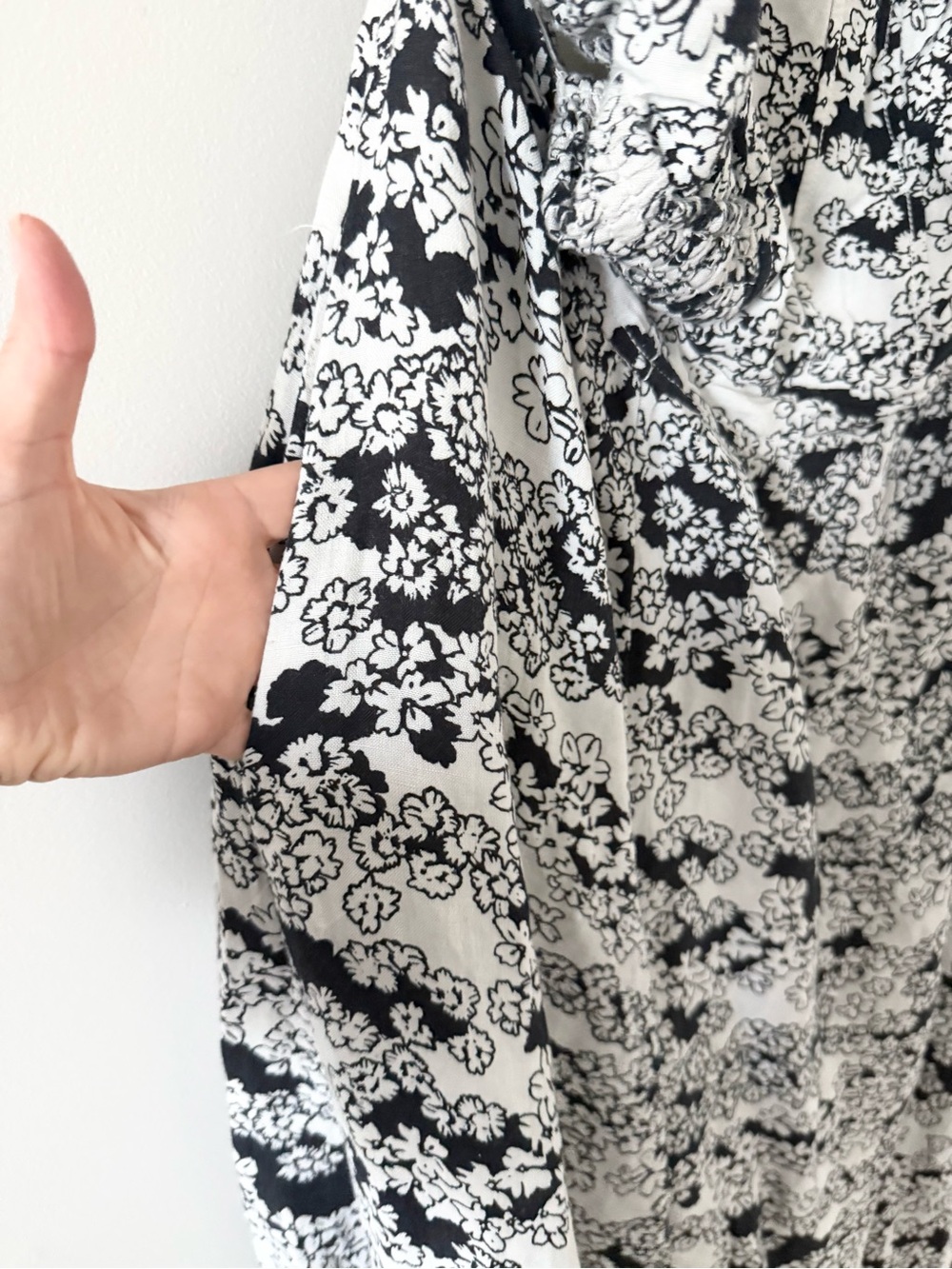 Anthropologie Linen Cotton Blend Black & White Floral Midi Dress Size 2X - Picture 6 of 8